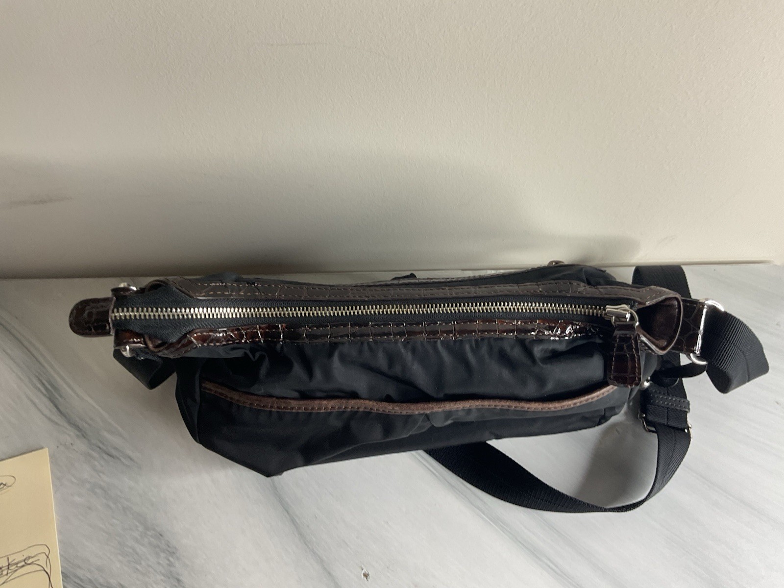 Brighton Black Crossbody Bag w/ Adjustable Strap, Zip, Pockets