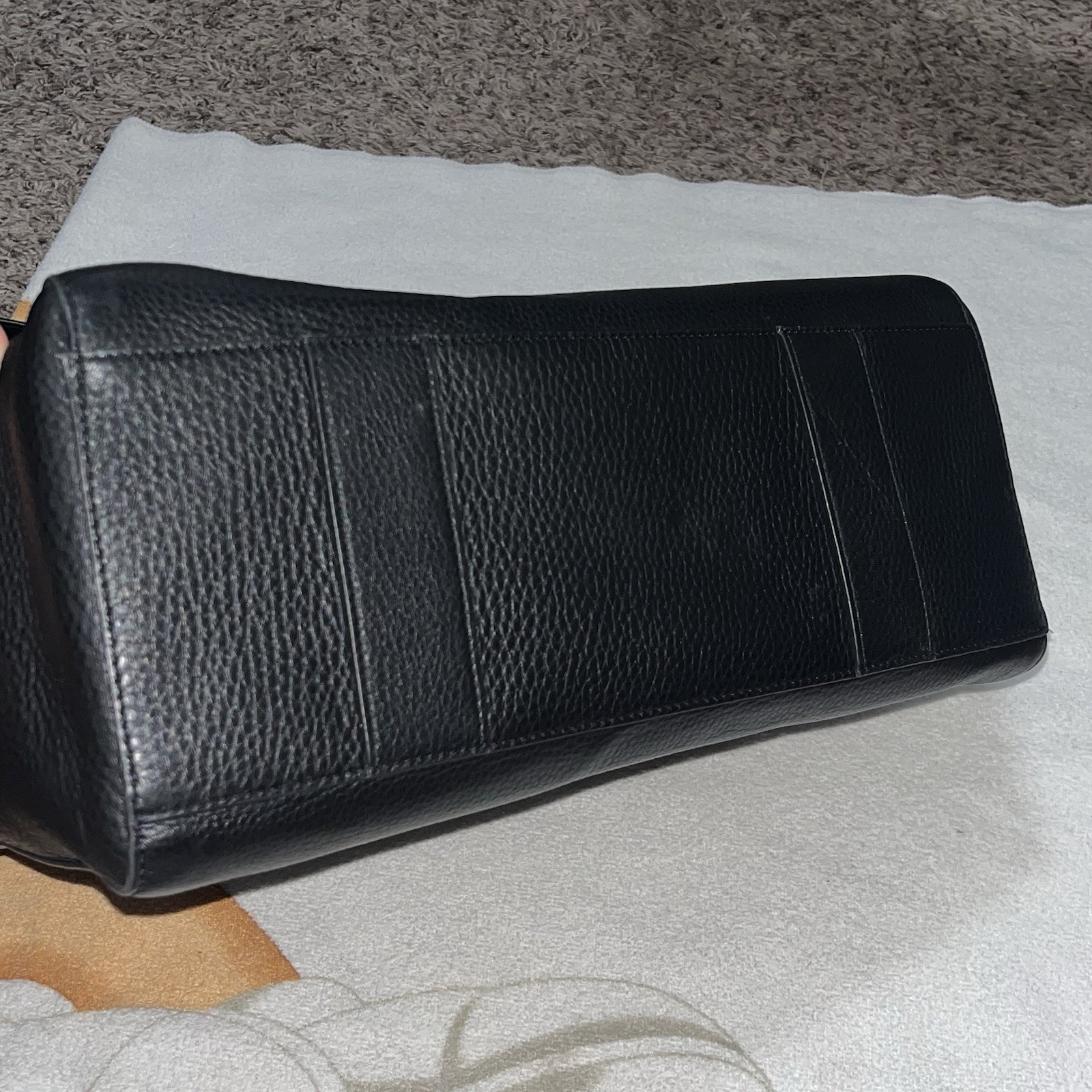 Dagne Dover Allyn Tote Onyx Black Pebbled Leather Laptop Shoulder Bag
