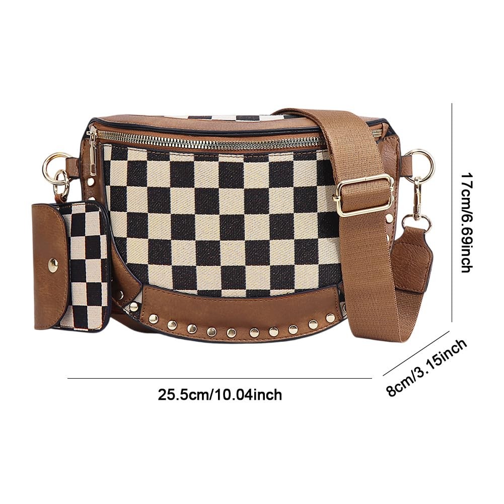 Checkered Crossbody Bum Bag Fashion Waist Pack Fanny Purse Shoulder Handbag