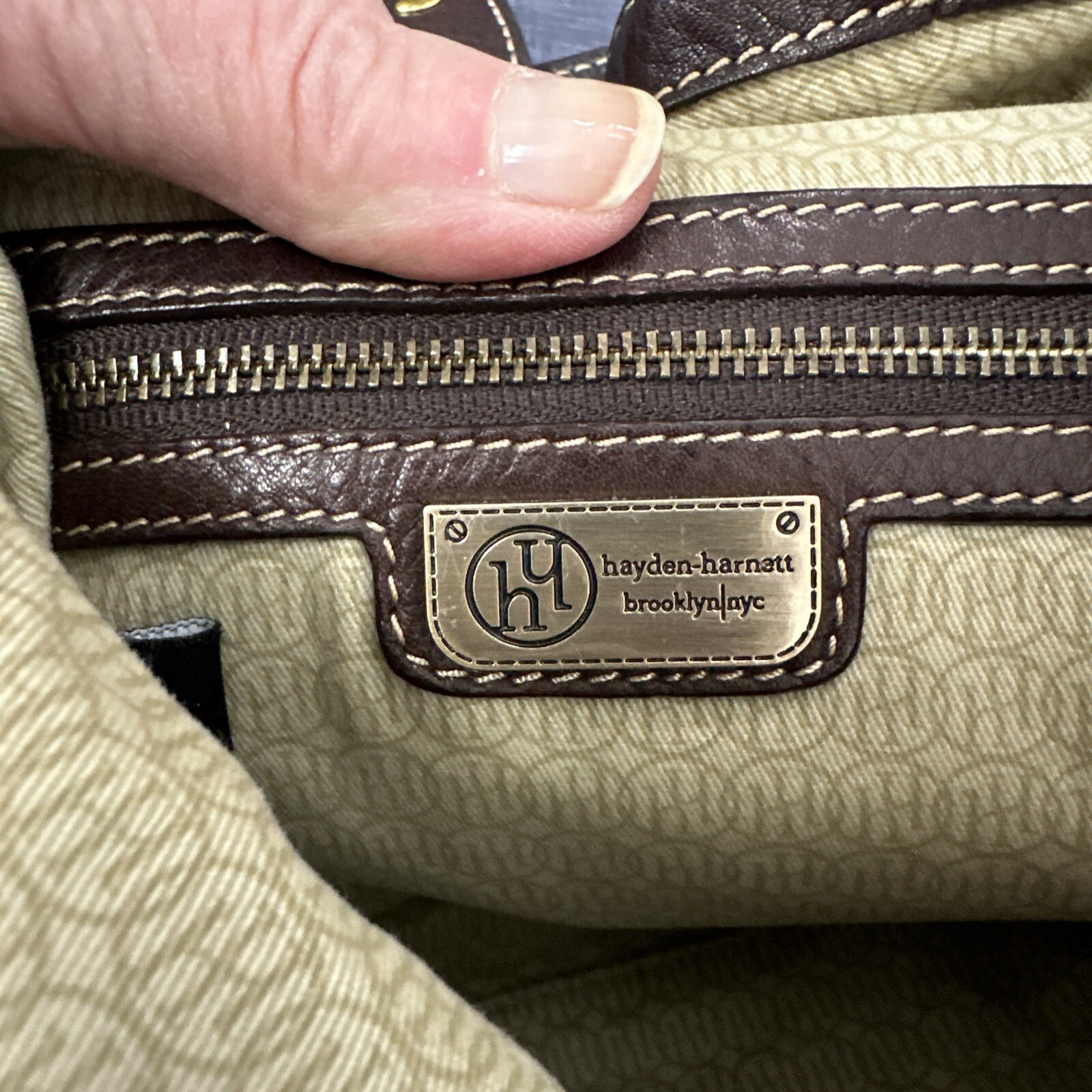 Vintage Hayden Harnett Havana Shoulder Bag Hobo Tassel Brown Leather Topstitch