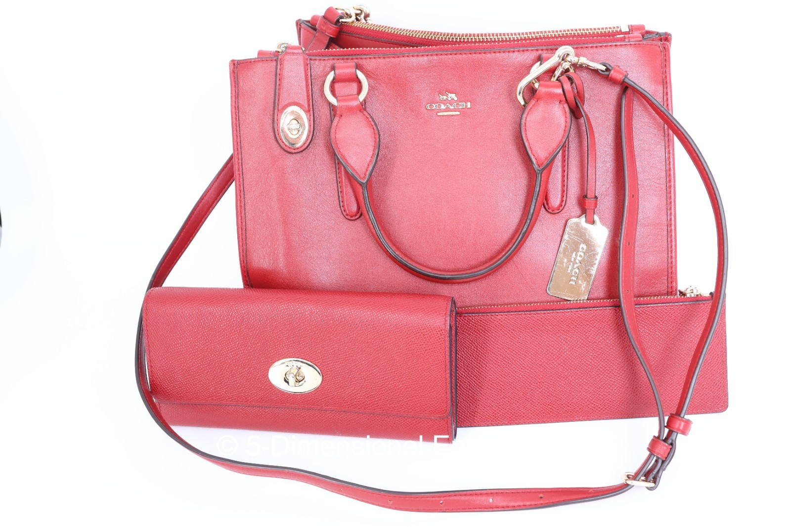 Genuine 2012 Coach Crosby Red Leather Handbag Set with Wallet H1481 33545