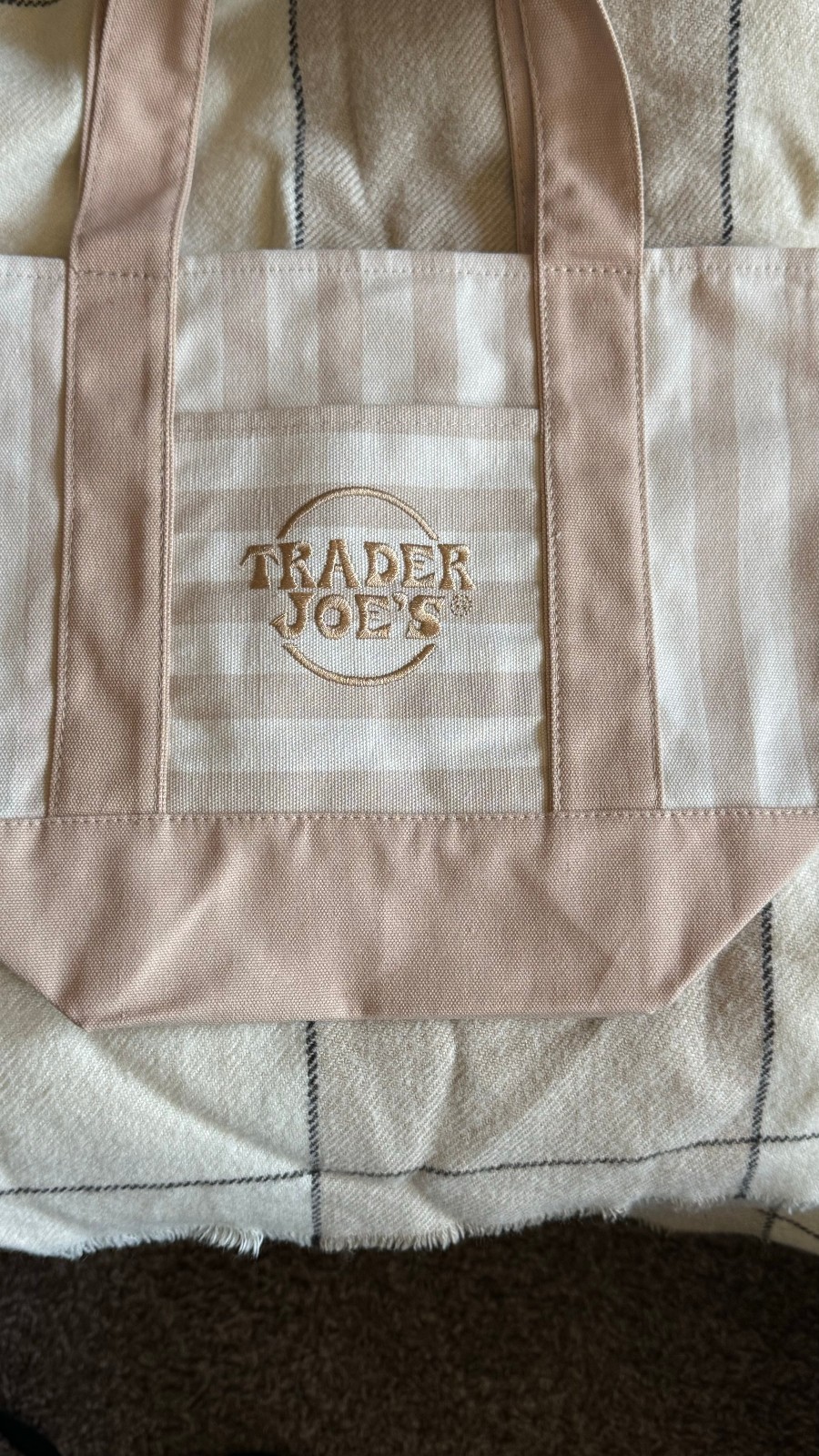 Trader Joe’s Striped Mini Tote Bag (Mystery bag charm included)