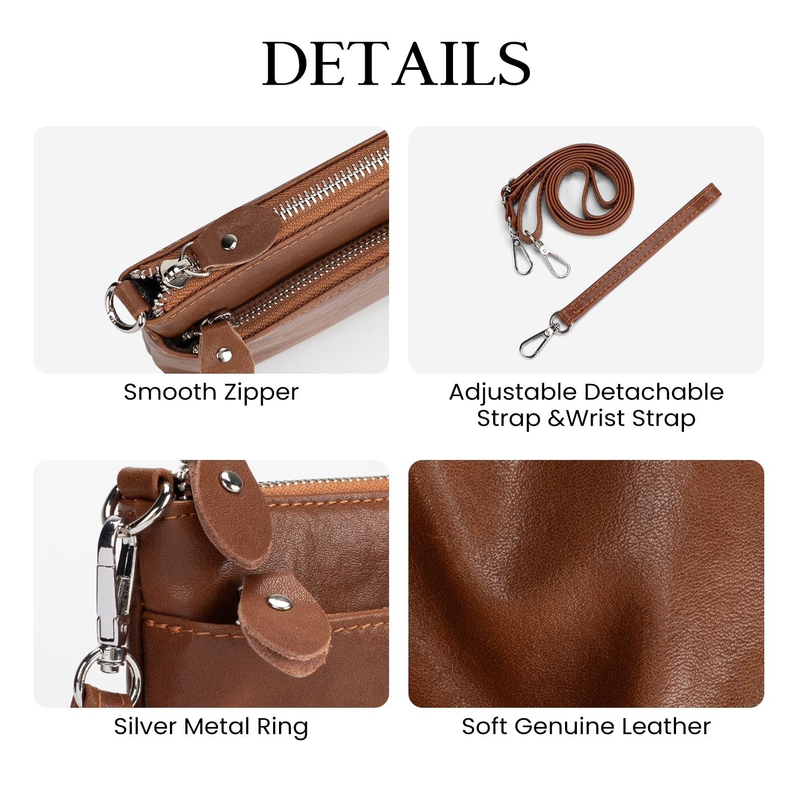 befen Leather Wristlet Wallets for Women, RFID Blocking Small Crossbody Bags,…