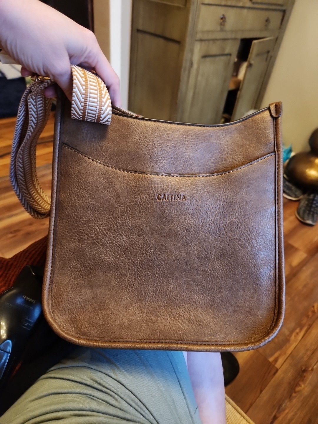 Caitina Crossbody Bag Vegan Leather Hobo Handbag w/ 2 Wide Shoulder Straps!.