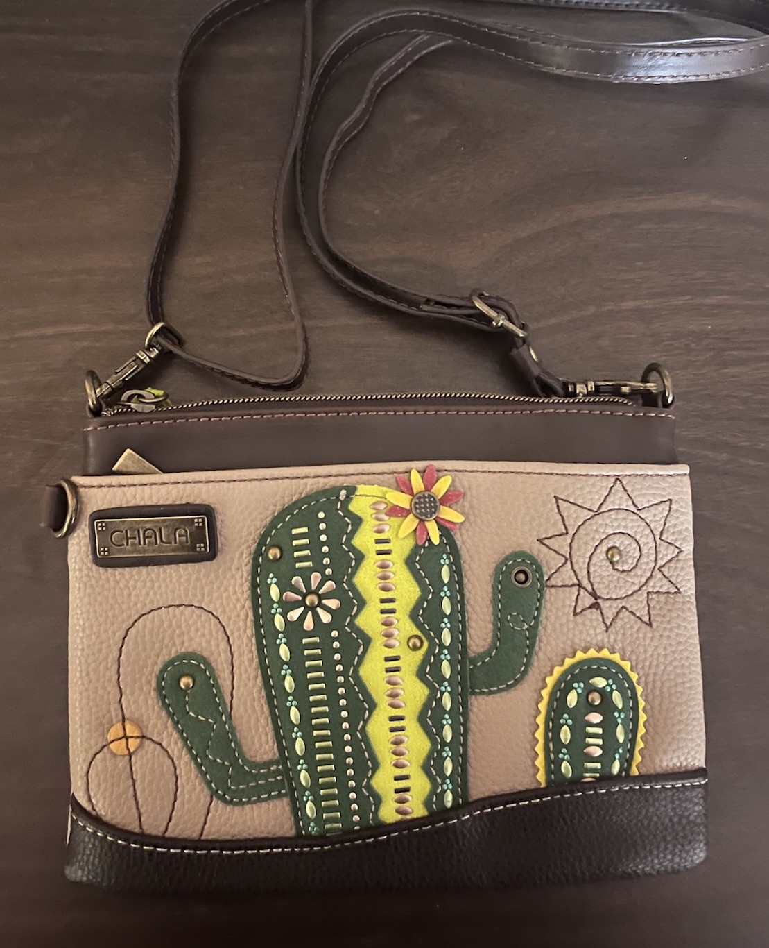Chala Dazzled Mini Crossbody CACTUS Adjustable Straps Handbag Purse (Taupe) NWT