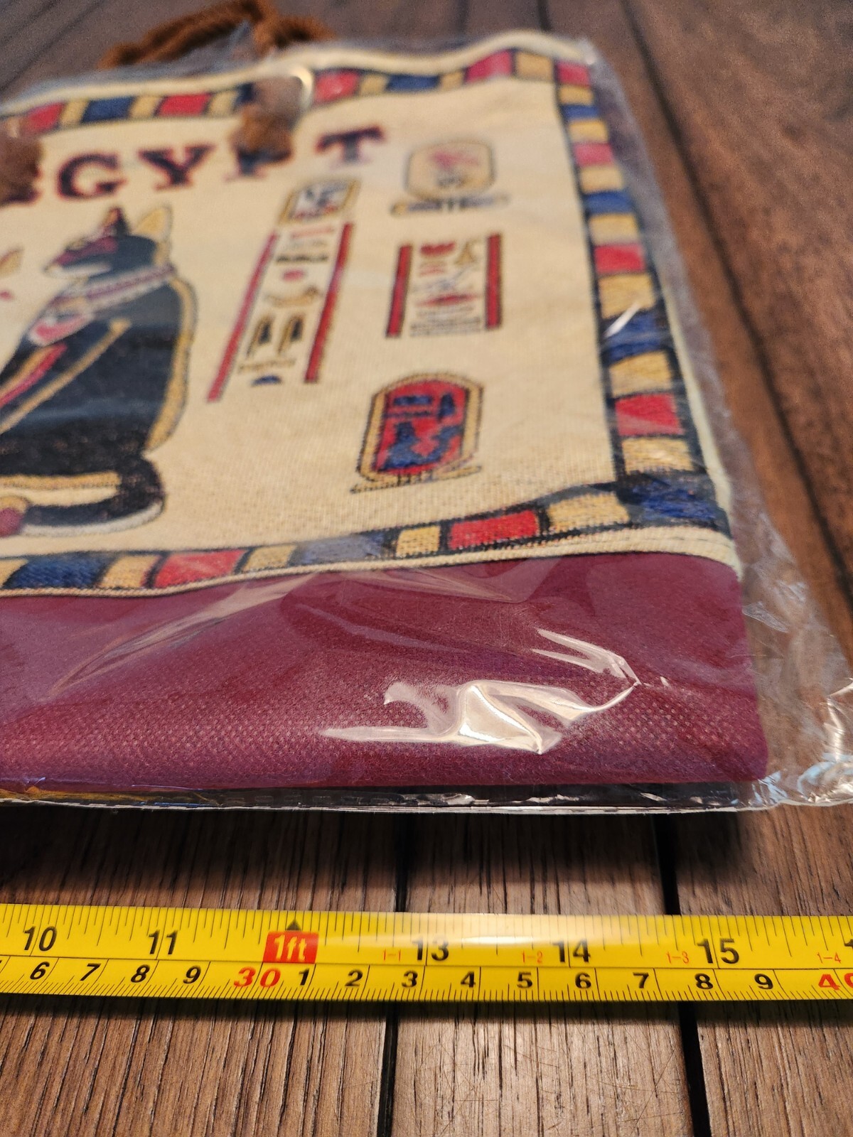 Egypt Sphinx Cat Tote Rope Handle Canvas Purse Grocery Bag Hieroglyphics