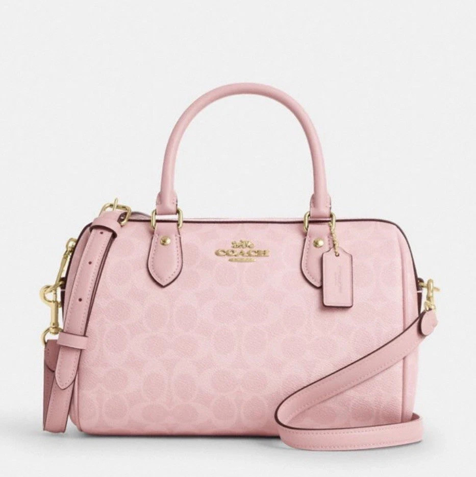 COACH Roan Satchel Bag Signature Canvas Powder Pink CV961 Outlet NEW