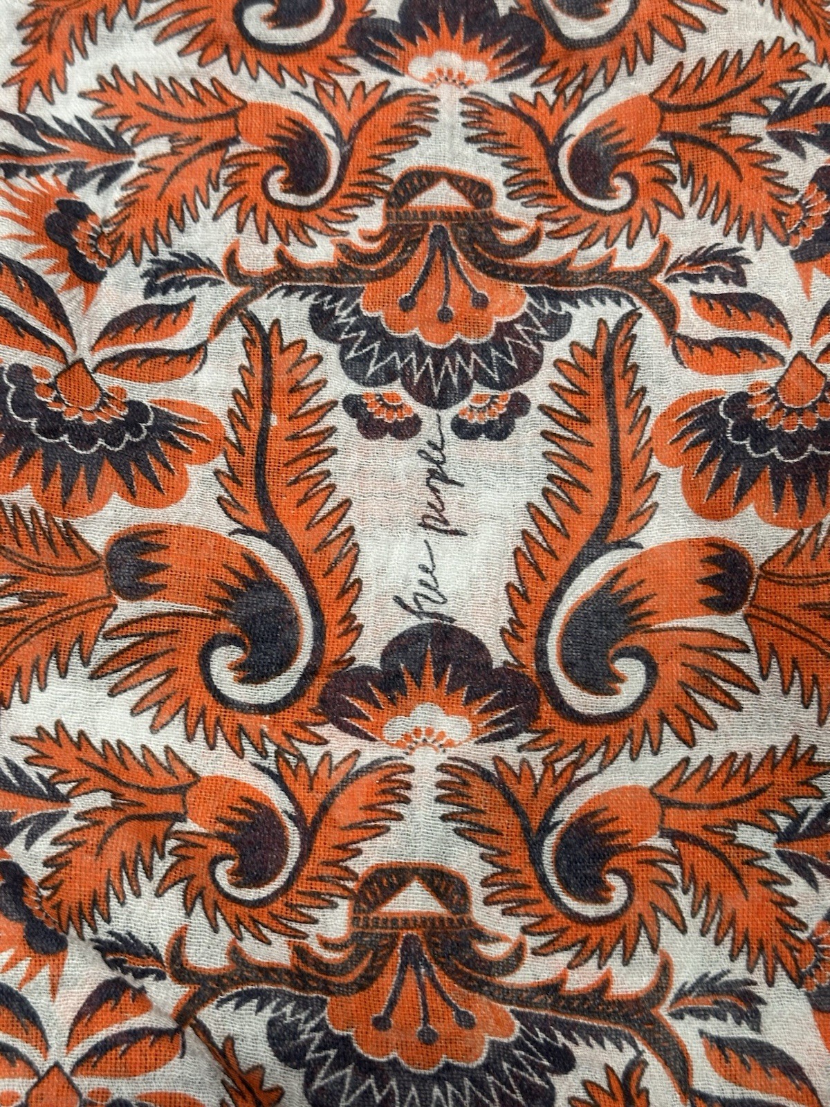 Free People Tote FP Bag Orange Floral Guaze Travel Shopping Boho Beach Vacation
