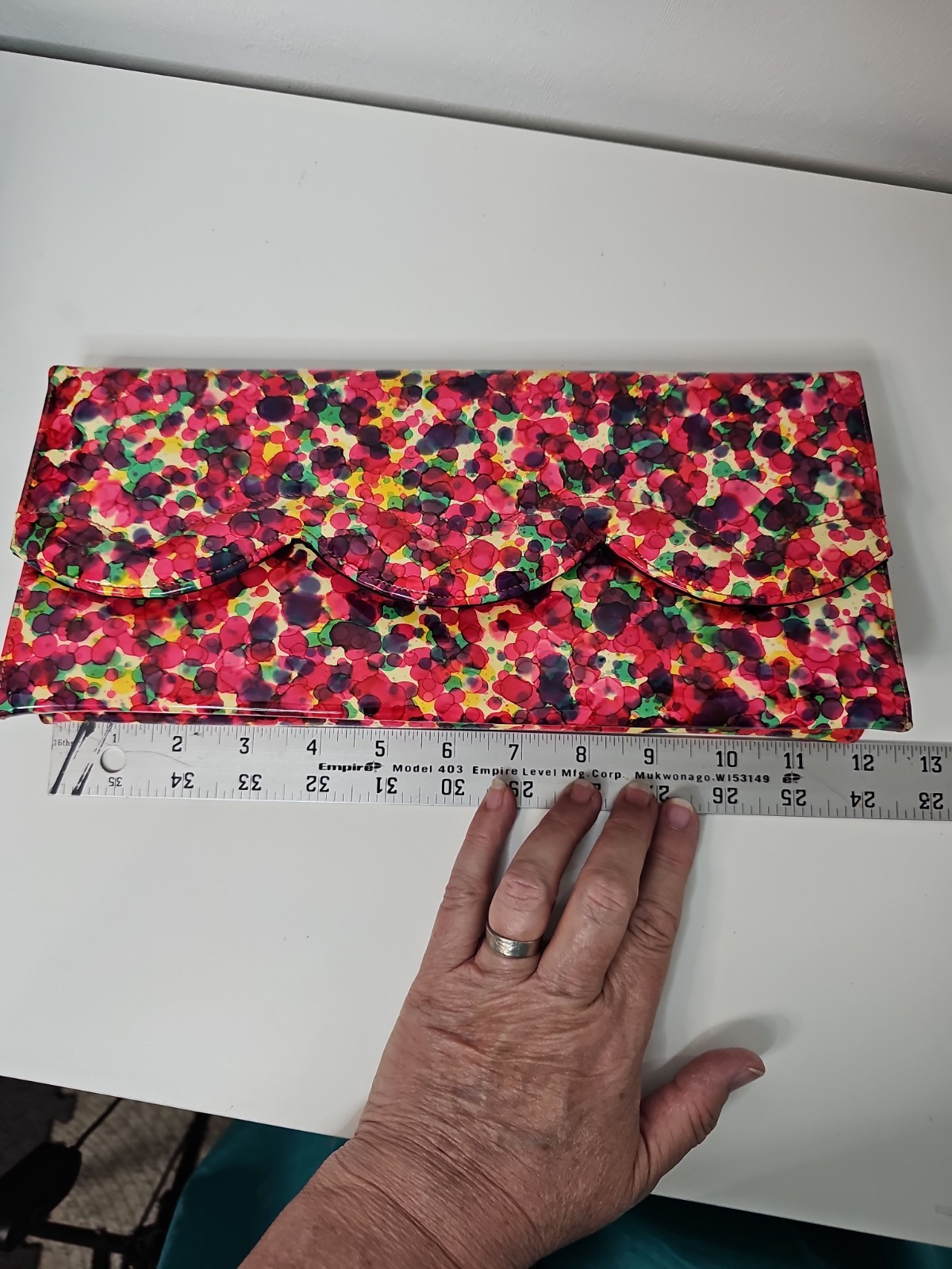 Vintage Lennox Bags Dark Motif Floral Clutch Bag Purse Approx. 12 in x 5 1/4 in