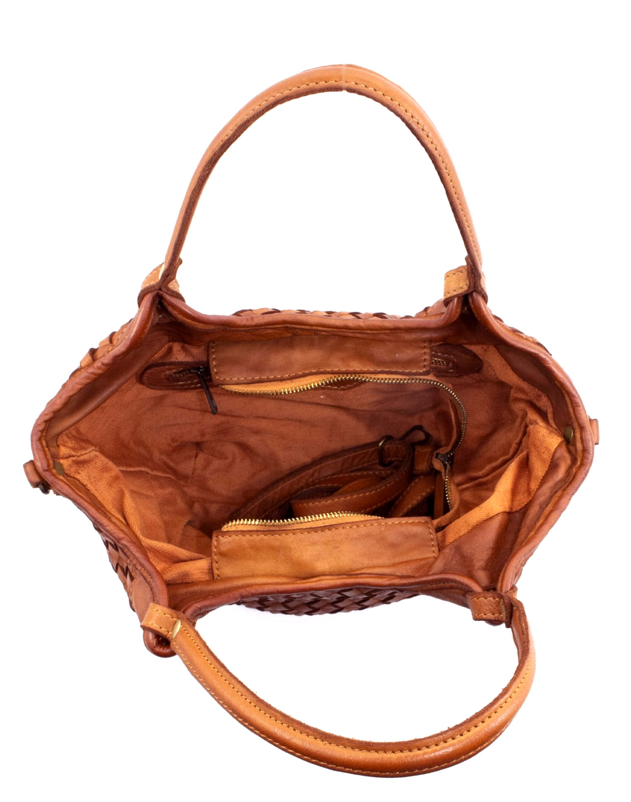 ITALIAN HAND WOVEN GENUINE WASHED LEATHER HANDBAG SATCHEL- MADE IN ITALY