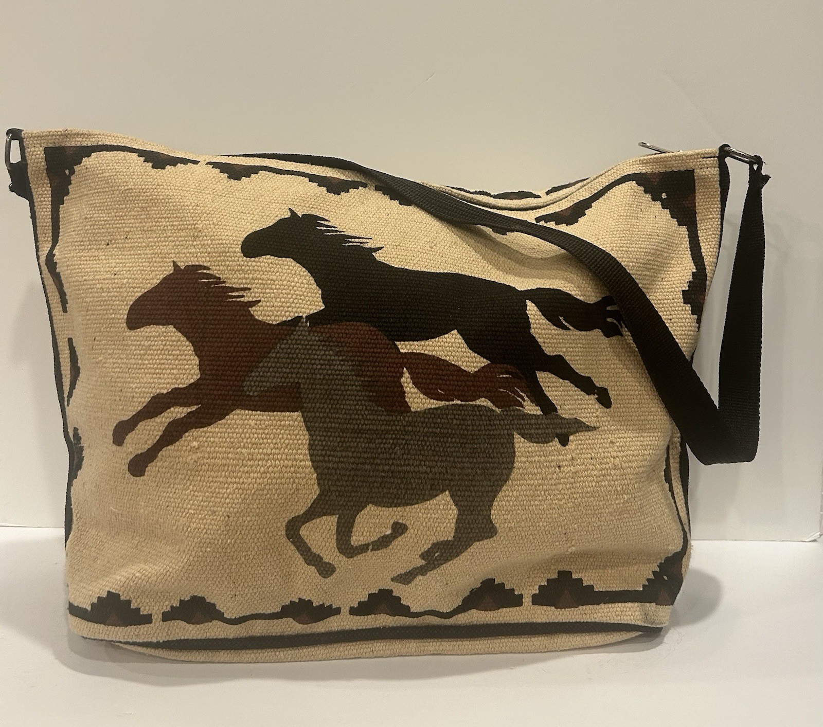 El Paso Saddle Blanket Co. Running Horses Purse Handbag New Brown/Black/Beige