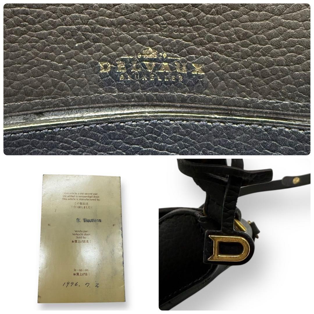 DELVAUX D Buckle Leather Shoulder Bag Black US 9.3in Vintage Used Rare Japan