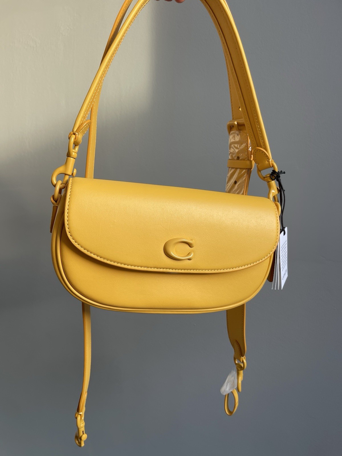 Coach Emmy Sadle Bag 23 in Canary with Silver Hardware