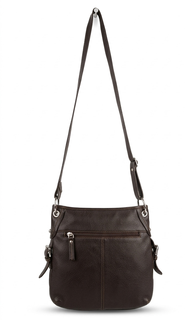 Anais Paris Brown Leather Crossbody Bag Women Adjustable Strap Distressed Vintag