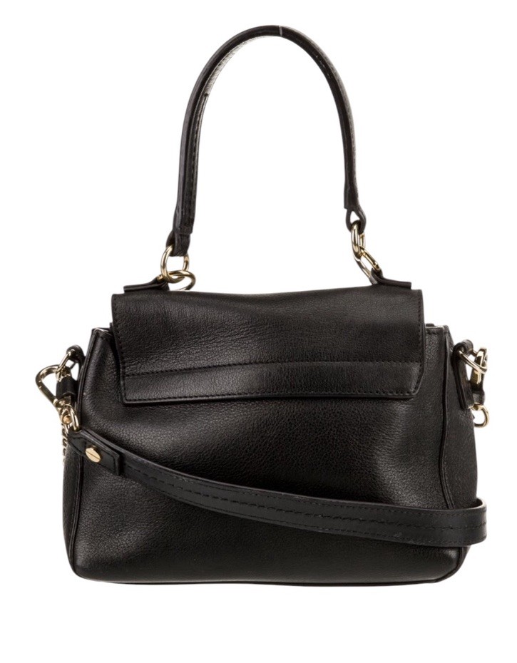 Chloe Faye Small Top Handle Crossbody Black Leather Gold Hardware Crossbody
