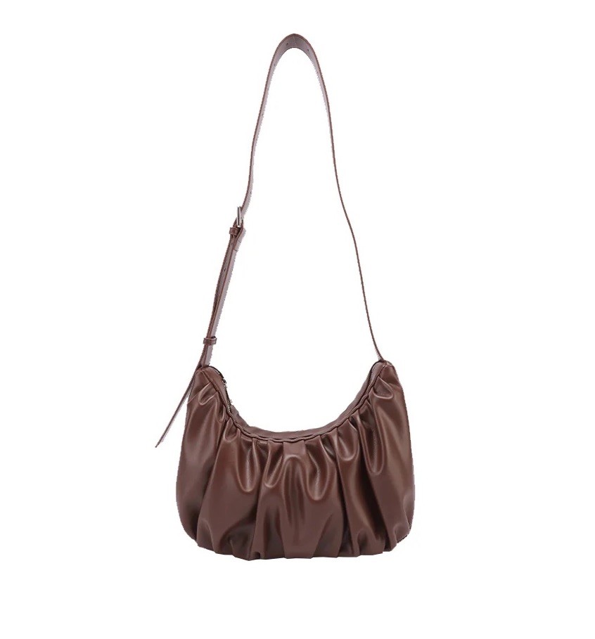 Brown Leather Crescent Shoulder Bag