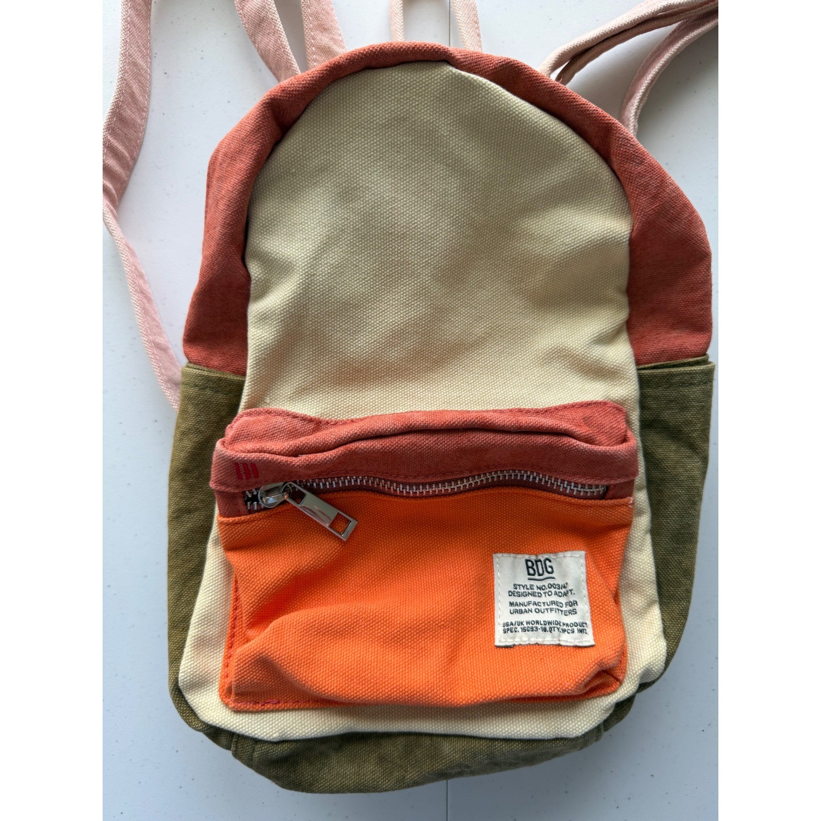 BDG Urban Outfitters Mini Colorblock Canvas Backpack Orange Green Rust Pink Boho