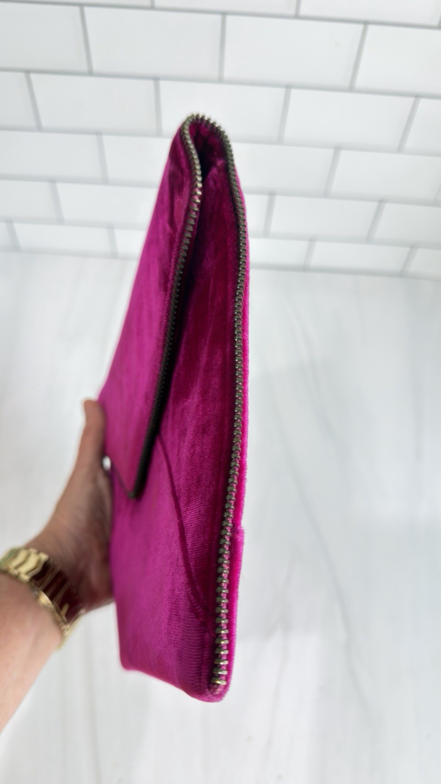 REBECCA MINKOFF LEO CLUTCH FUSCHIA TRENDY COCKTAIL FORMAL CHIC HOT PINK