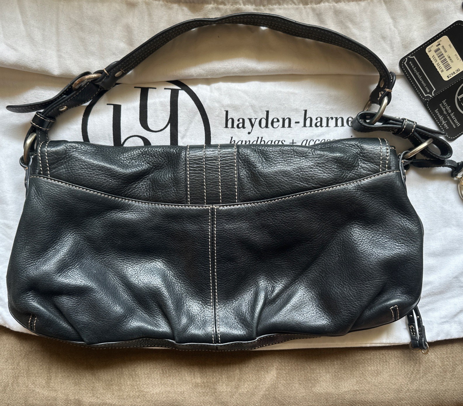 Hayden Harnett Handbag Black Early 2000’s Style #LORCAF07, Dust bag & Handtag.