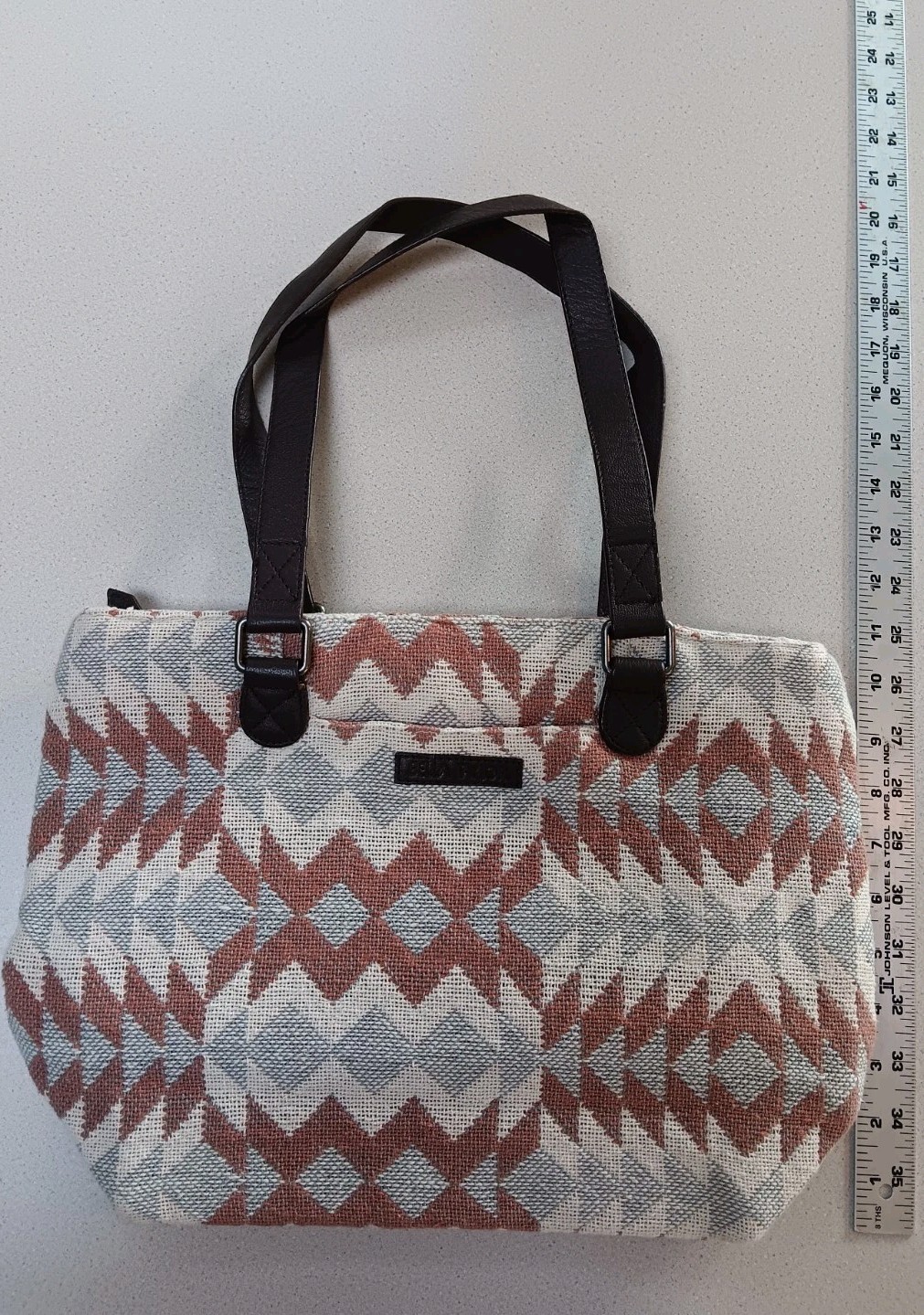 Vtg Bella Taylor Handbag Purse Shoulder Tote Southwest Style Zipper Pockets Boho