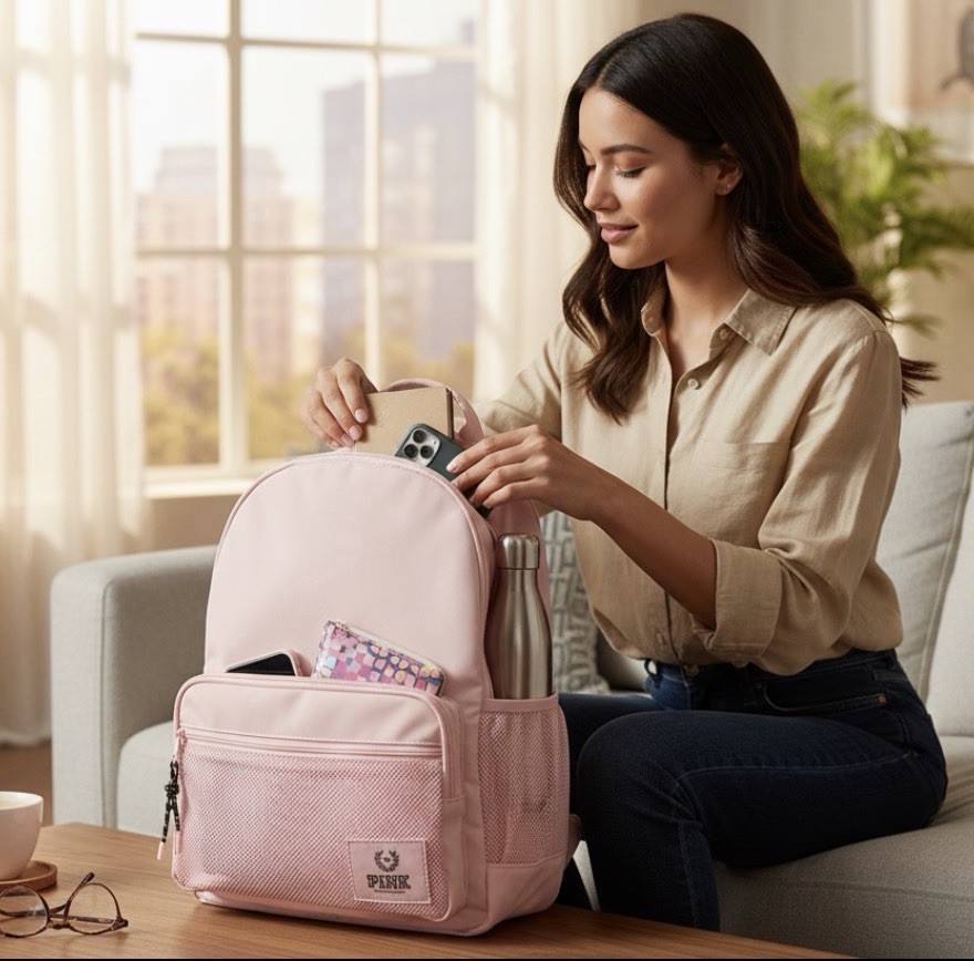 PINK Victoria’s Secret Campus Canvas School Backpack Pink