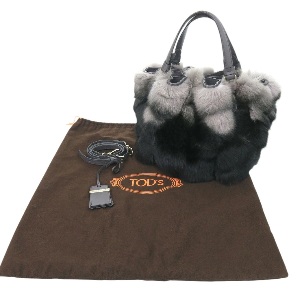 Tod’s 2way Leather Black / Gray Women’s Bag #LTB1656