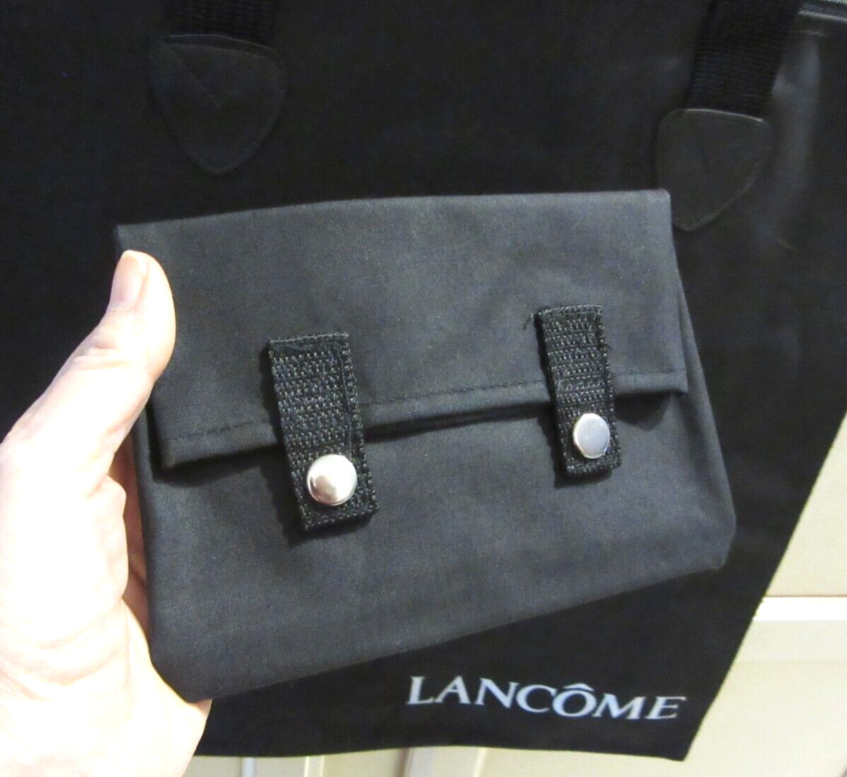 VTG Original LANCOME Black Tote Bag Large 15 X 16 inches w/ Small Bag Inside