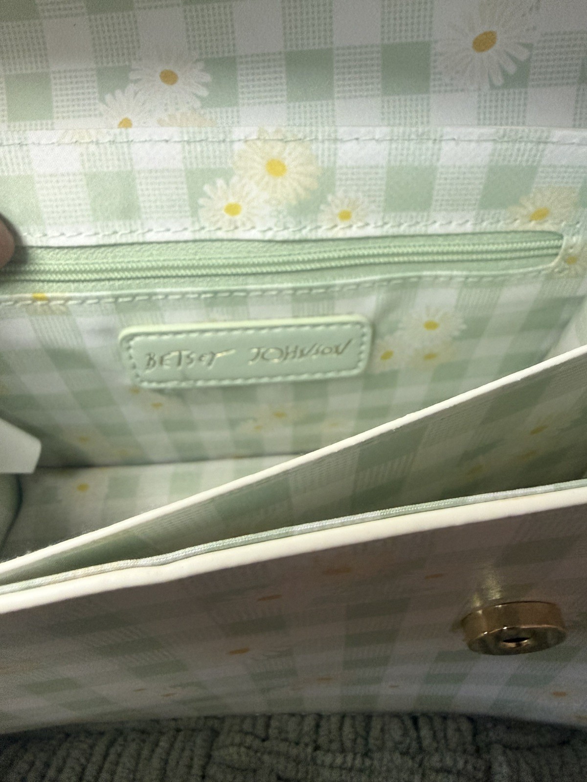 Betsey Johnson Pastel Gingham Daisy Butterfly Satchel Handbag BM 30610
