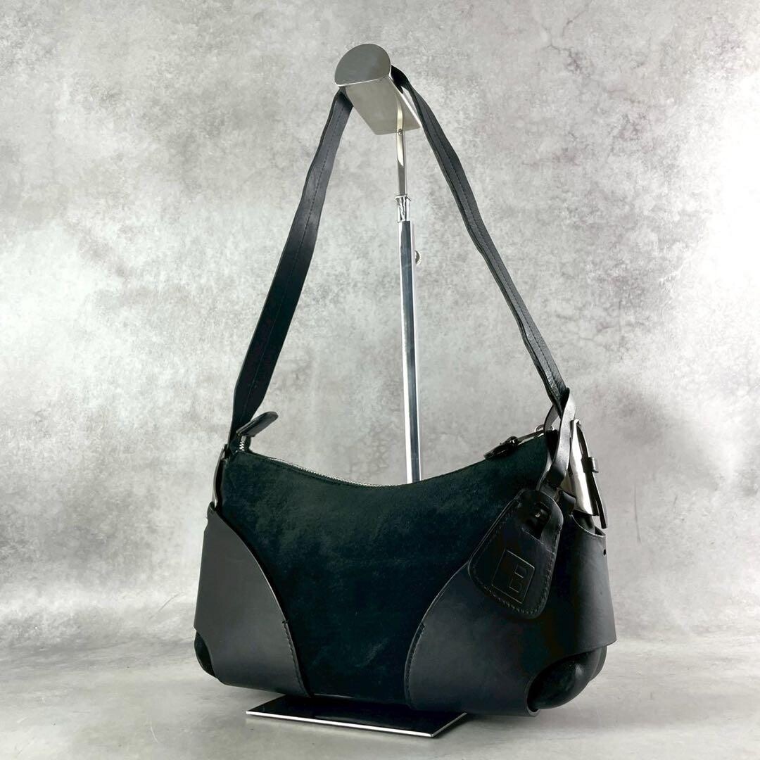 Bally Y2K Black Suede Leather Shoulder Bag Women’s Accessory Pouch 11.4in