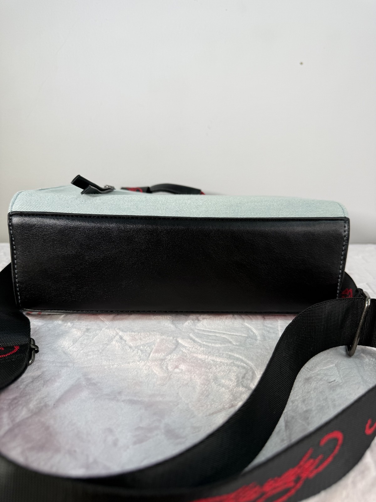 Ed Hardy crossbody bag denim blue tattoo print