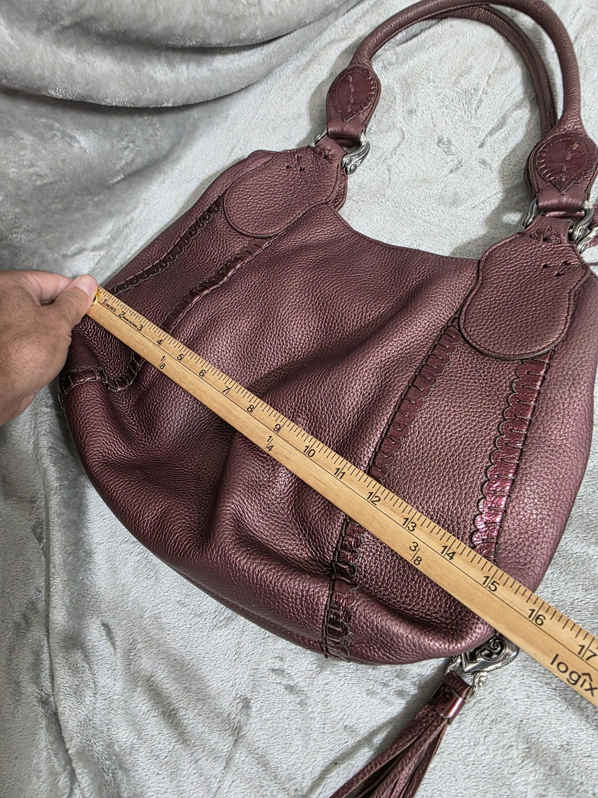 Brighton Plumb Melania Masterpiece Collect 3D Leather Applique Shoulder Handbag