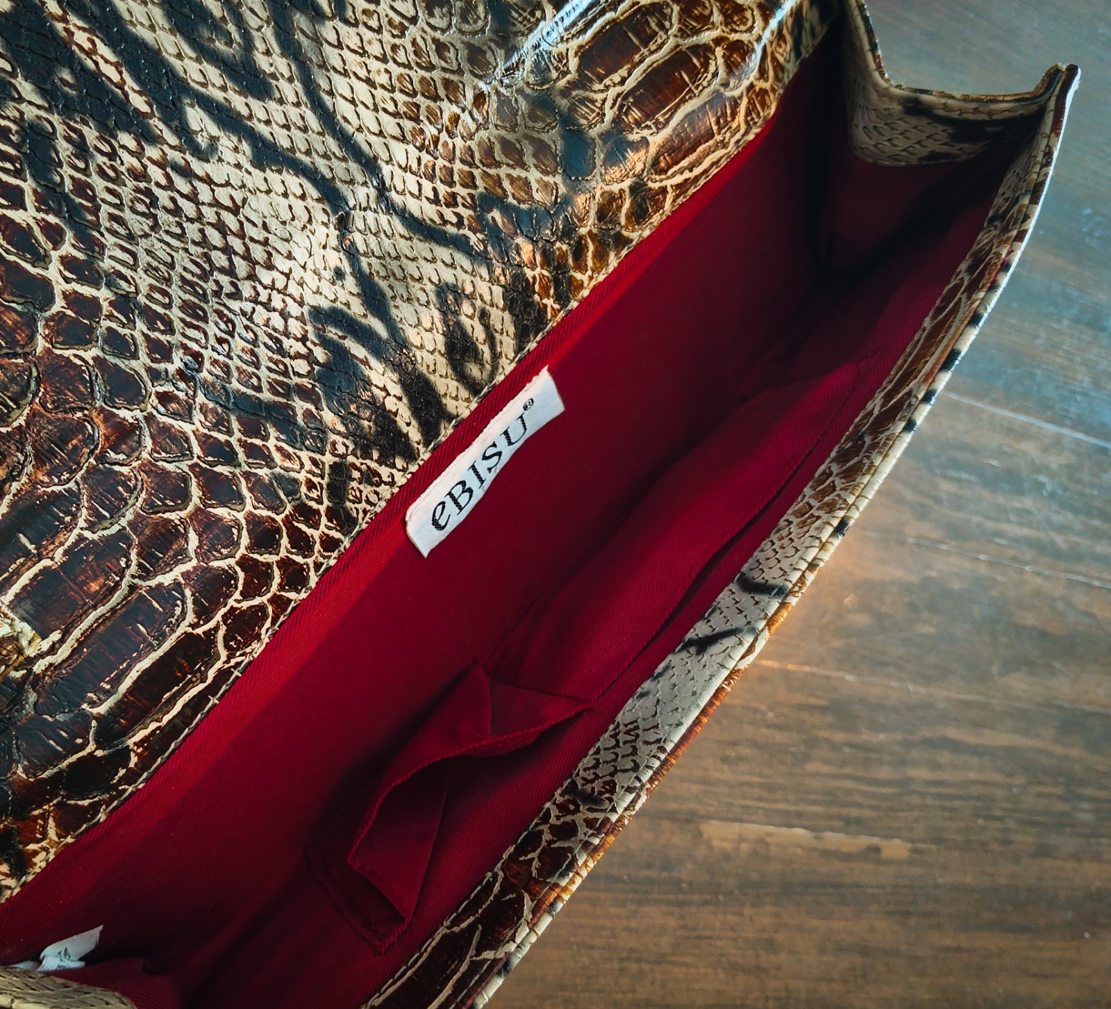 EBISU Python Pattern Clutch With Wristlet Strap