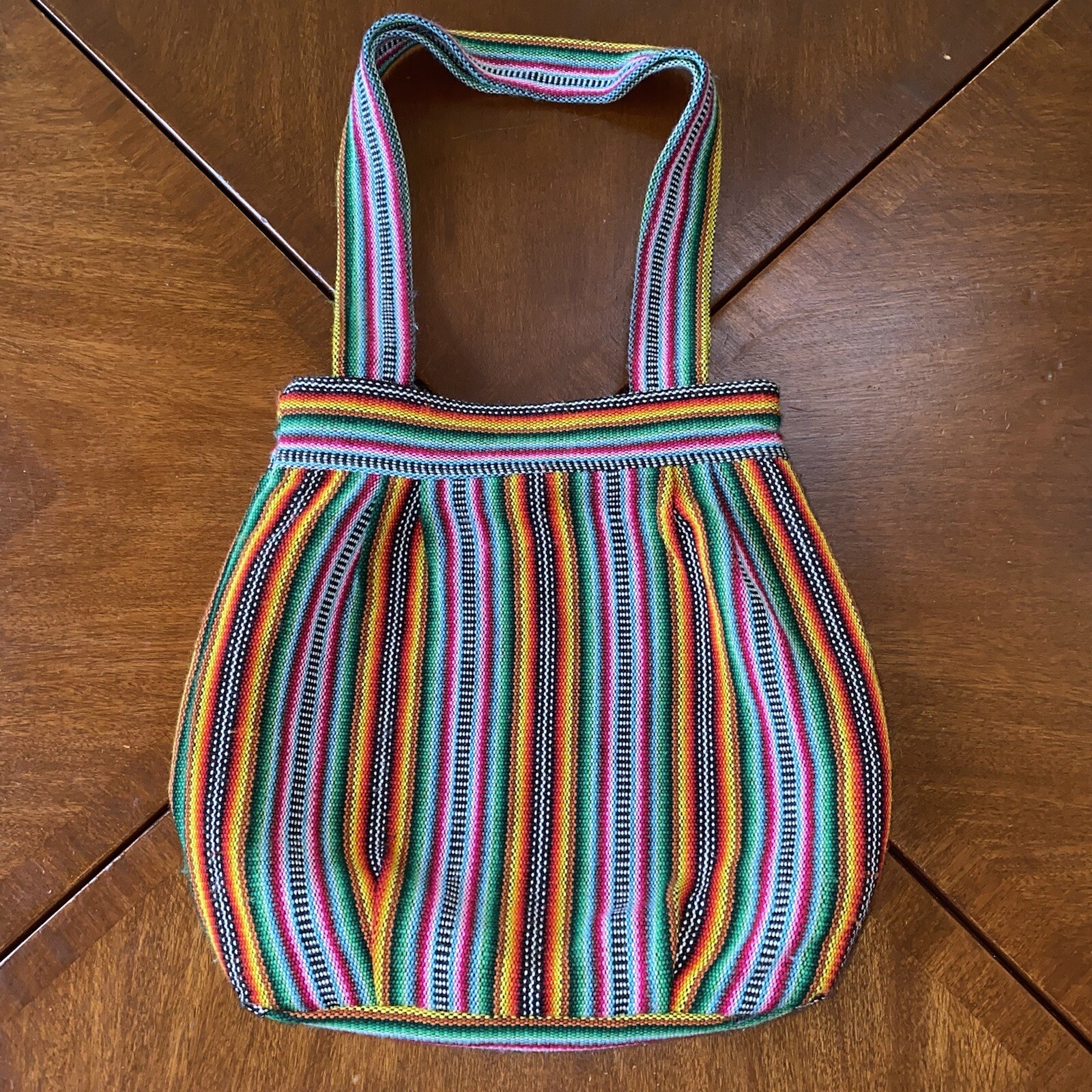 Multicolor Women’s Shoulder Bag Handle Tote Purse Zip Closure Vertical Stripes