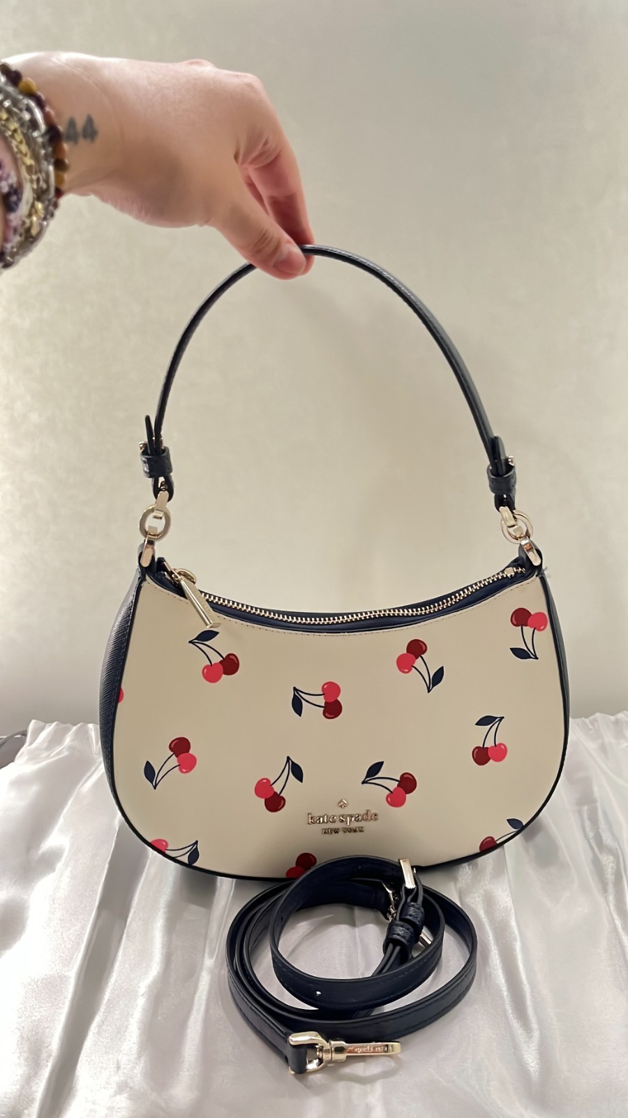 Kate Spade New York Staci Cherry Crossbody Shoulder Bag Navy