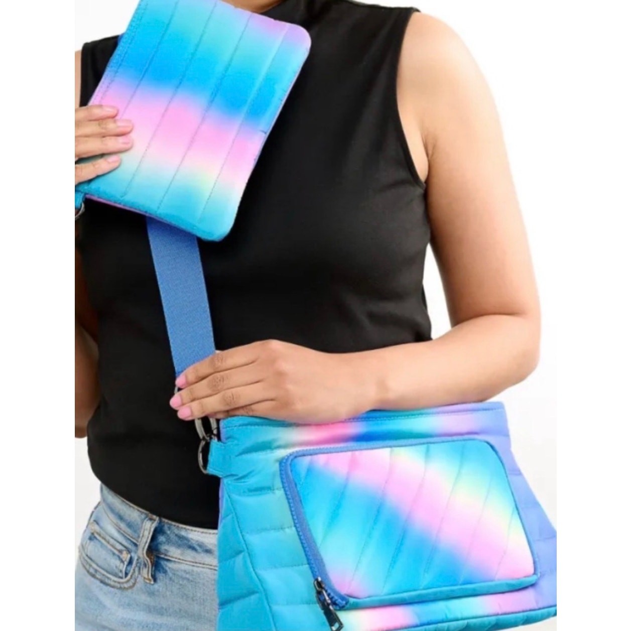 Think Royln Ombre 3-in-1 Quilted Crossbody Bag Set NWT