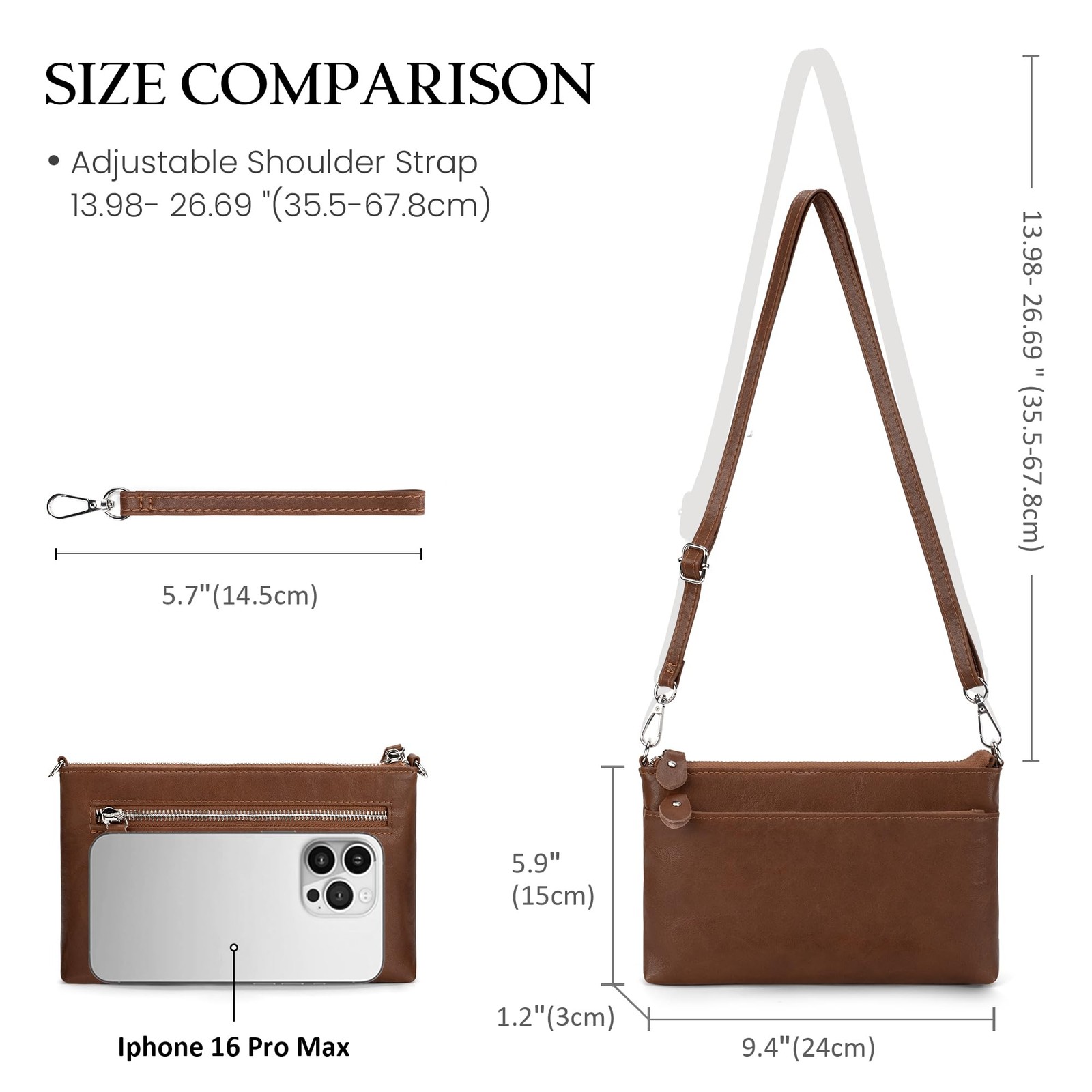 befen Leather Wristlet Wallets for Women, RFID Blocking Small Crossbody Bags,…
