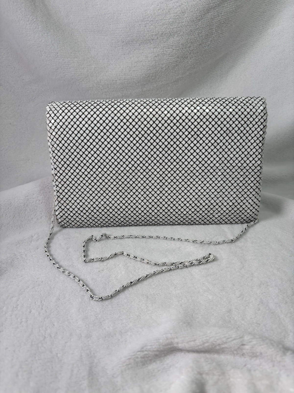 70s Retro White Tile Mesh Disco Crossbody Handbag Bridal Wedding Clutch