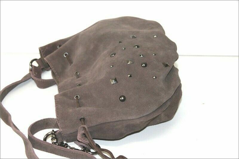 ANDRE bag purse shape leather crust brown taupe VGC