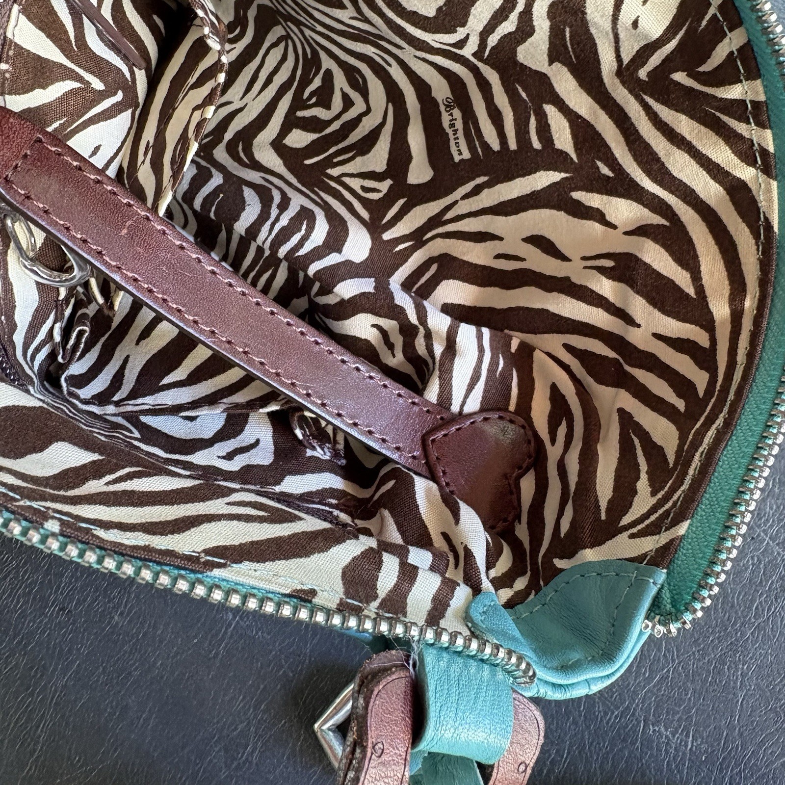 BRIGHTON KODA COLLECTION Teal LEATHER CROSSBODY MESSENGER BAG Heart L896041