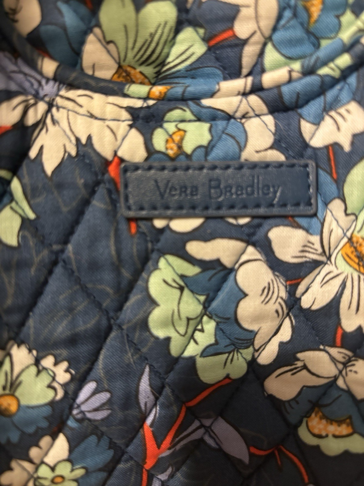 Vera Bradley Quilted Floral Zip Tote Bag Blue Multicolor, Inner Pockets