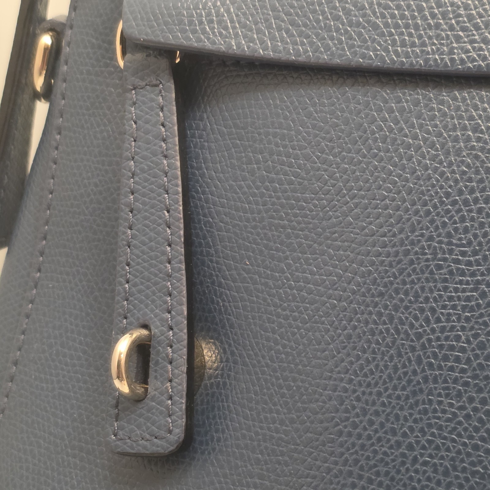 Furla Piper Dome M Satchel Crossbody Top Handle Hand Bag Leather Blue Cobalto