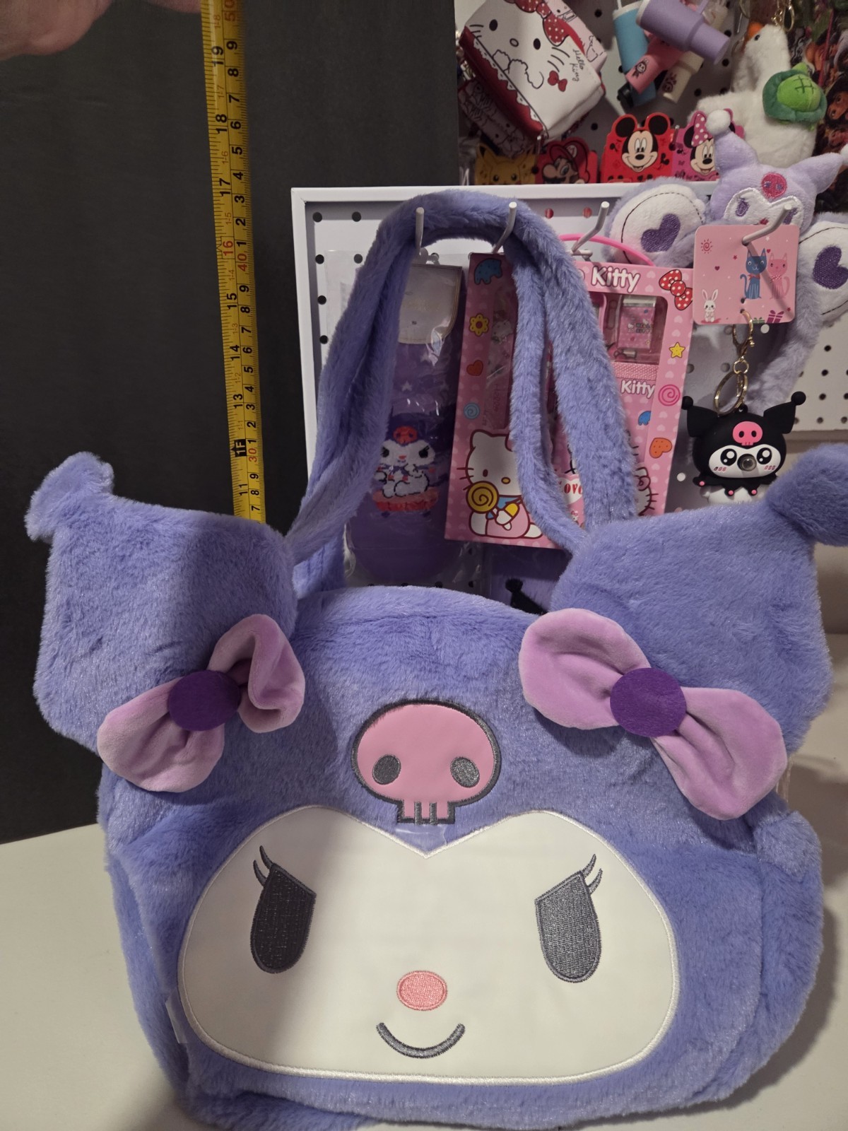 Back 2 school bundle. Sanrio Plush Purple Shoulder bag with 14 school supplies.