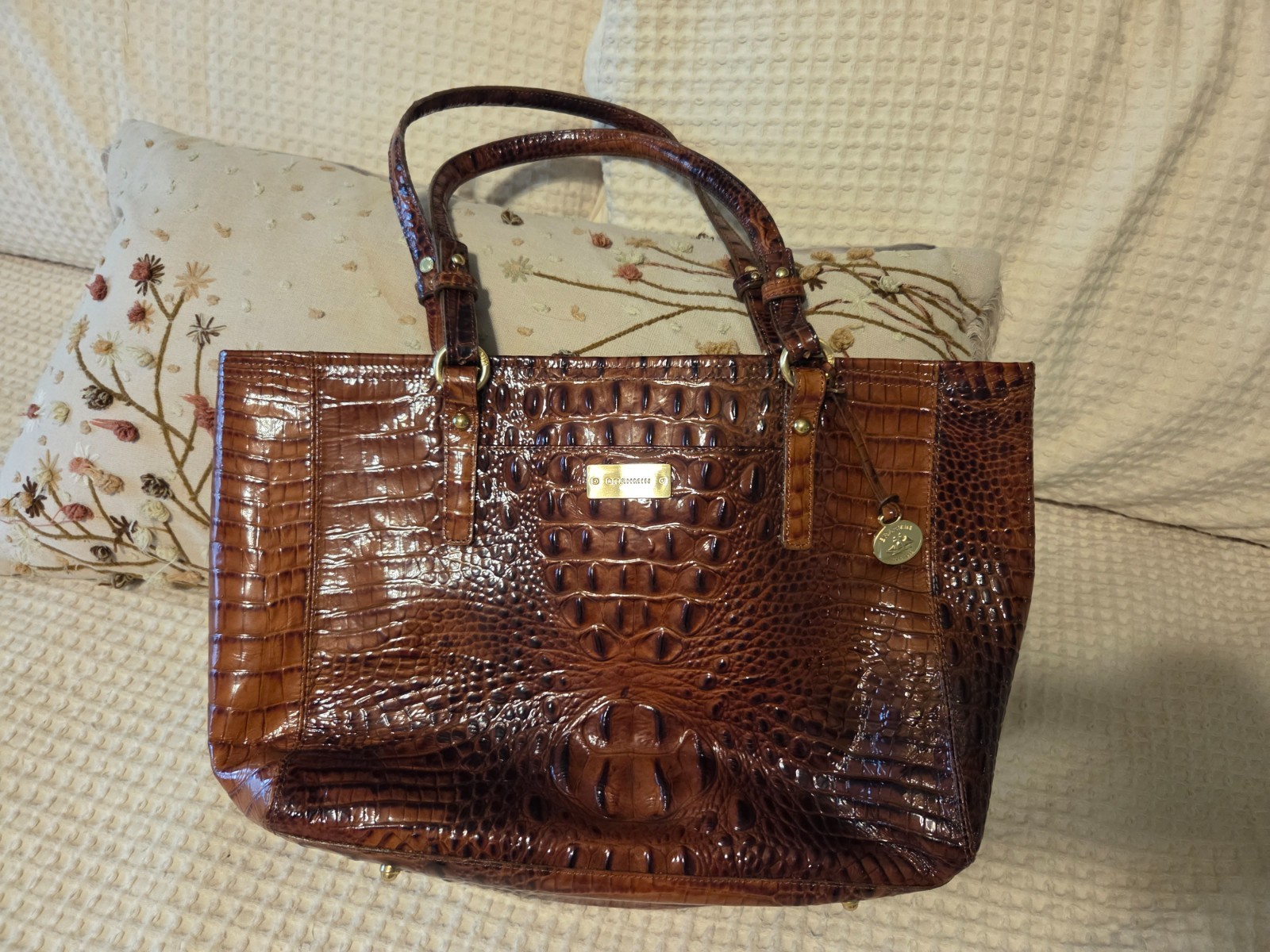 Brahmin brown croc bag