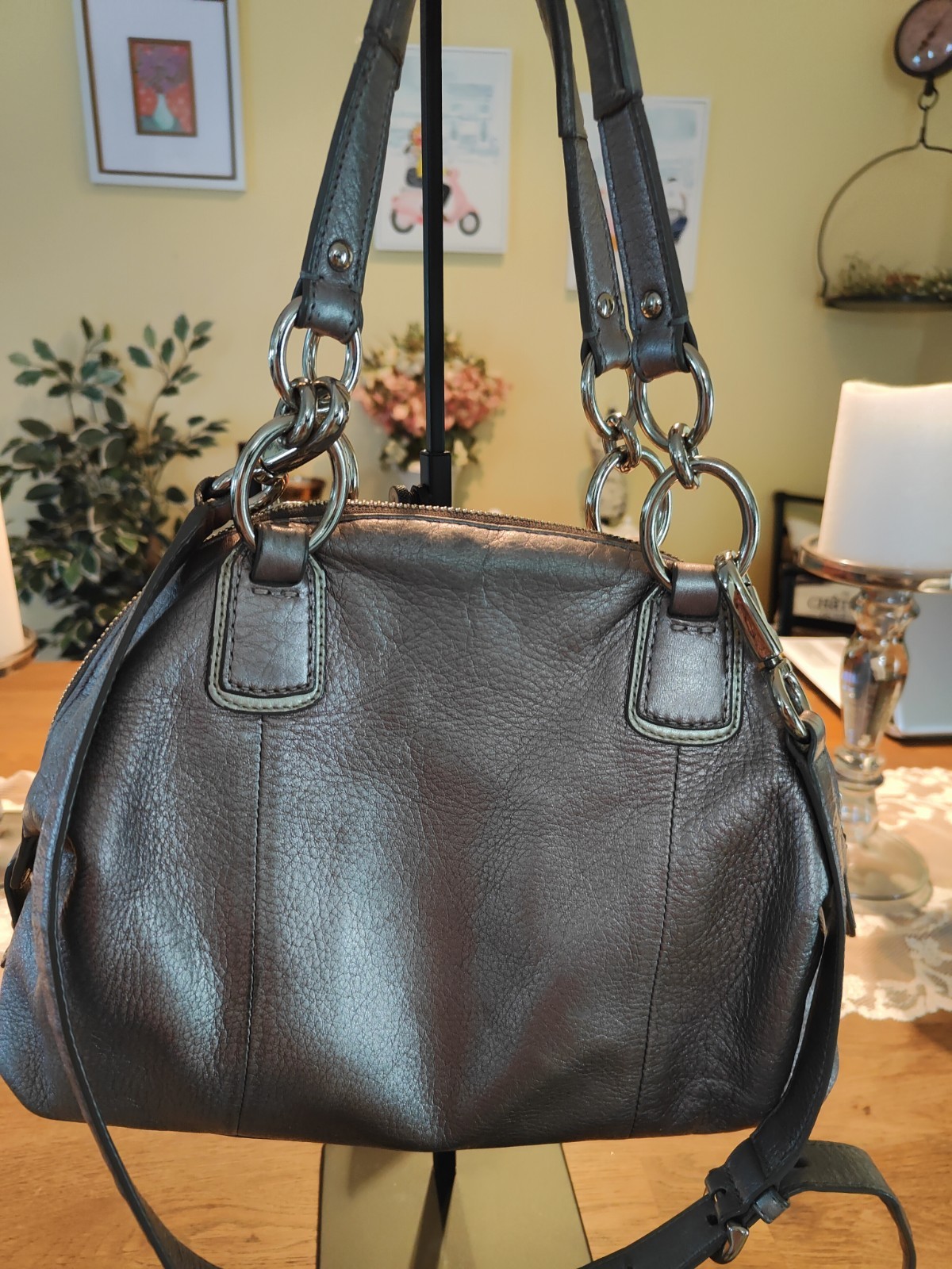 Coach Kristin Pewter Leather Satchel