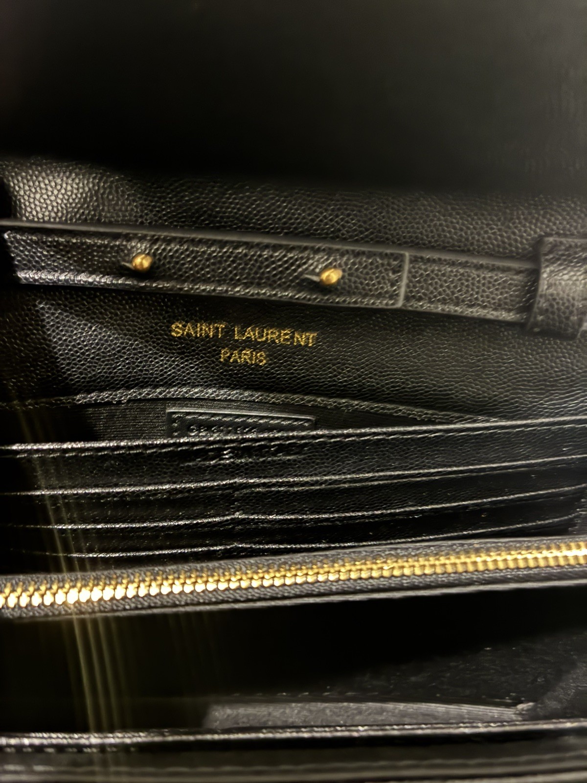 Saint Laurent Black Wallet on Chain Crossbody Gold Chain Bag