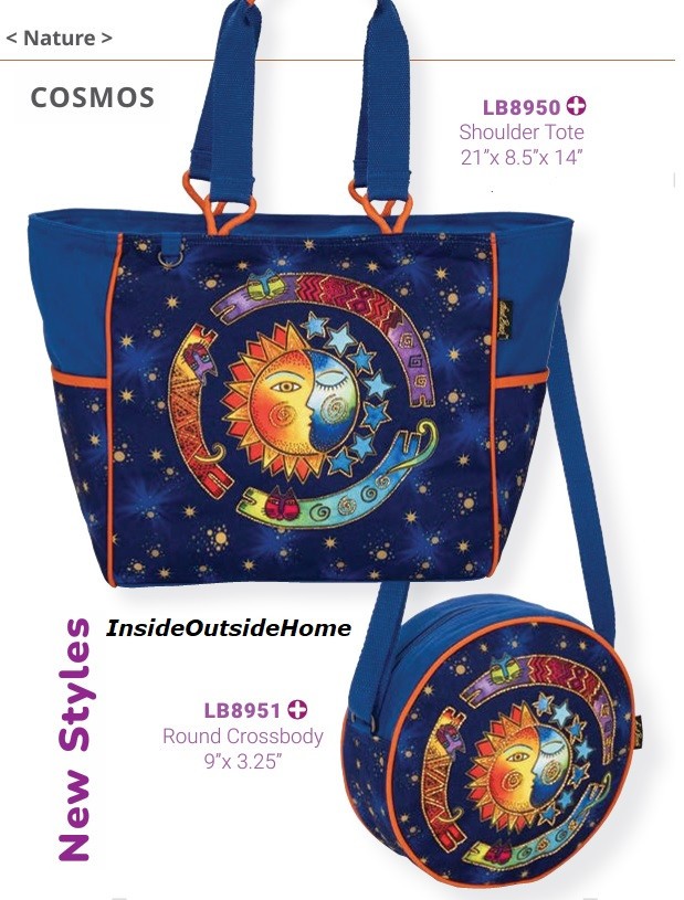 Laurel Burch Cosmos Sun Moon Stars Crossbody Bag 9″x3.25″ NEW Handy