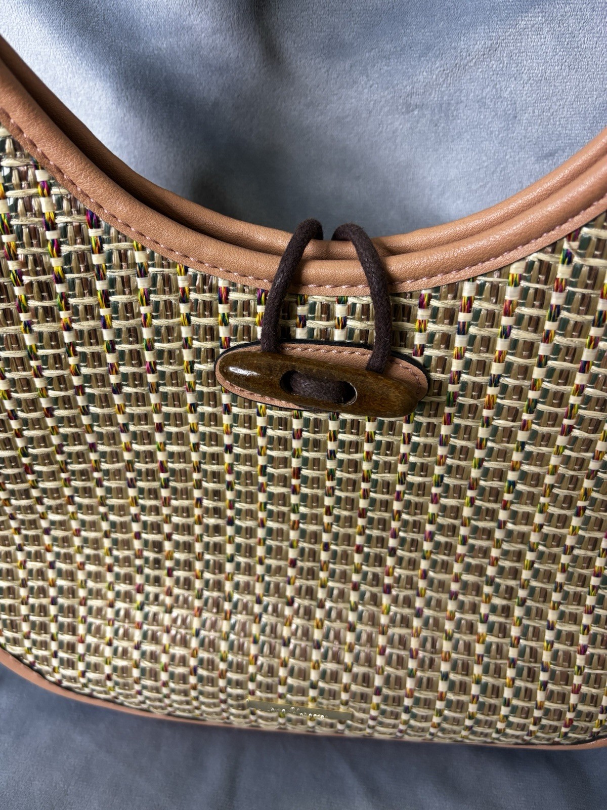 Simply Noelle Woven Shoulder Bag Cream & Tan Woven Vegan Leather Strap
