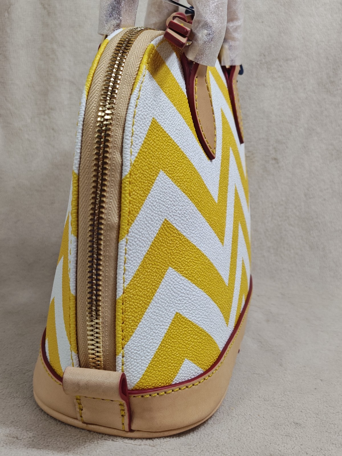 Dooney & Bourke Chevron Bitsy Bag Crossbody Top Handle Yellow Color