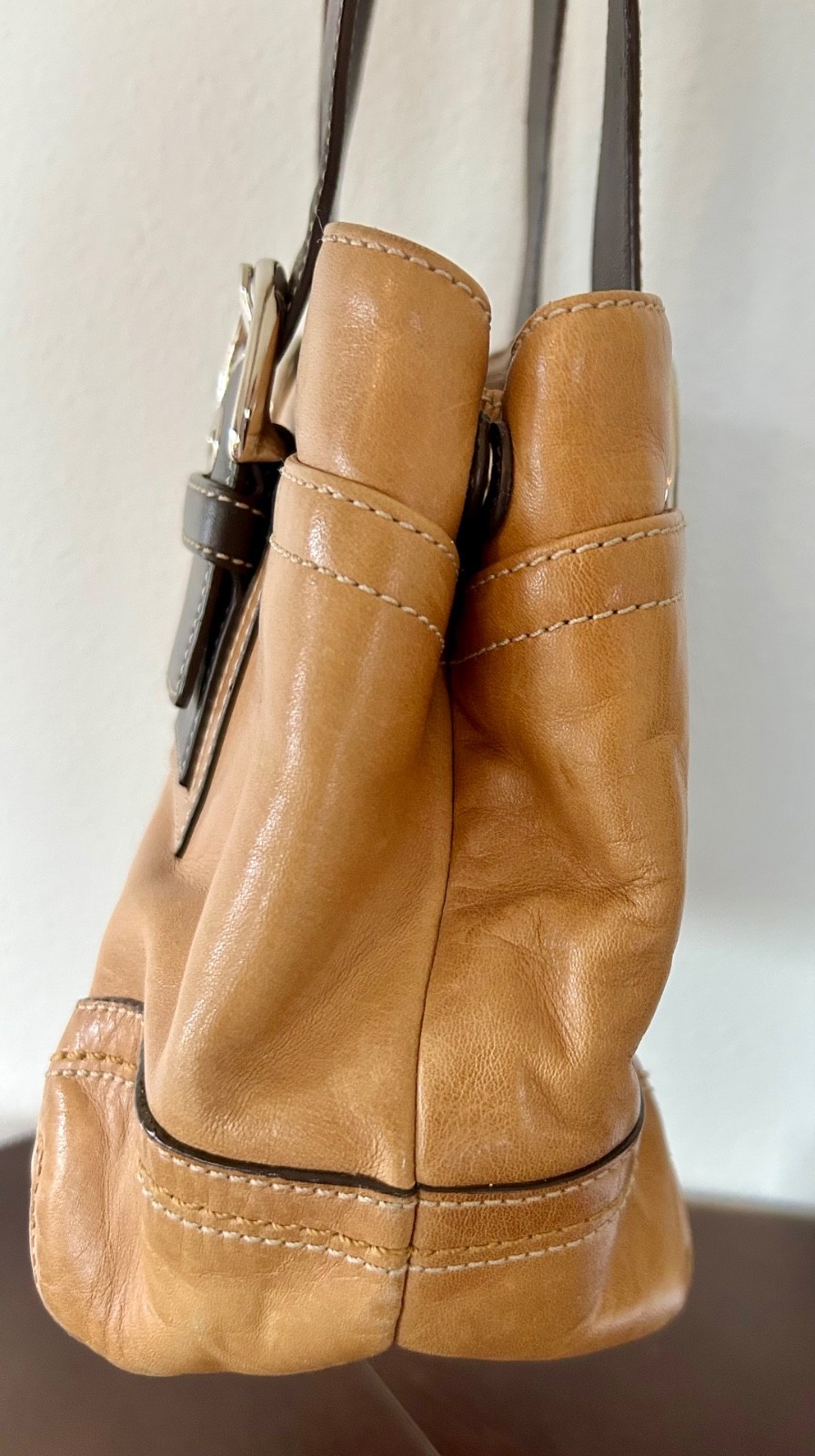 Clean Tan and Brown Leather Coach Soho Shoulder Bag