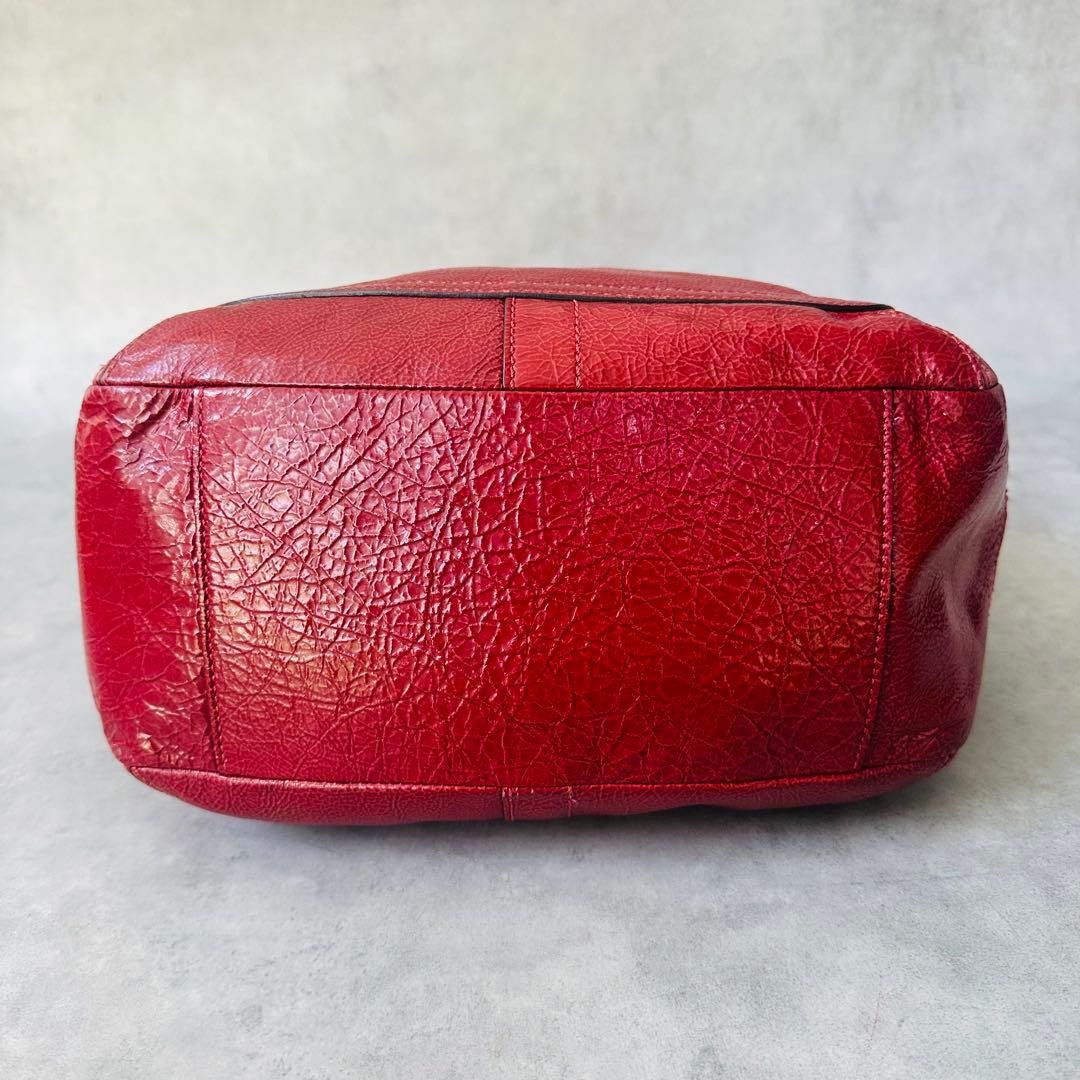 COACH Legacy Ergo Patent Leather Shoulder Bag Red 22x33x15cm Used